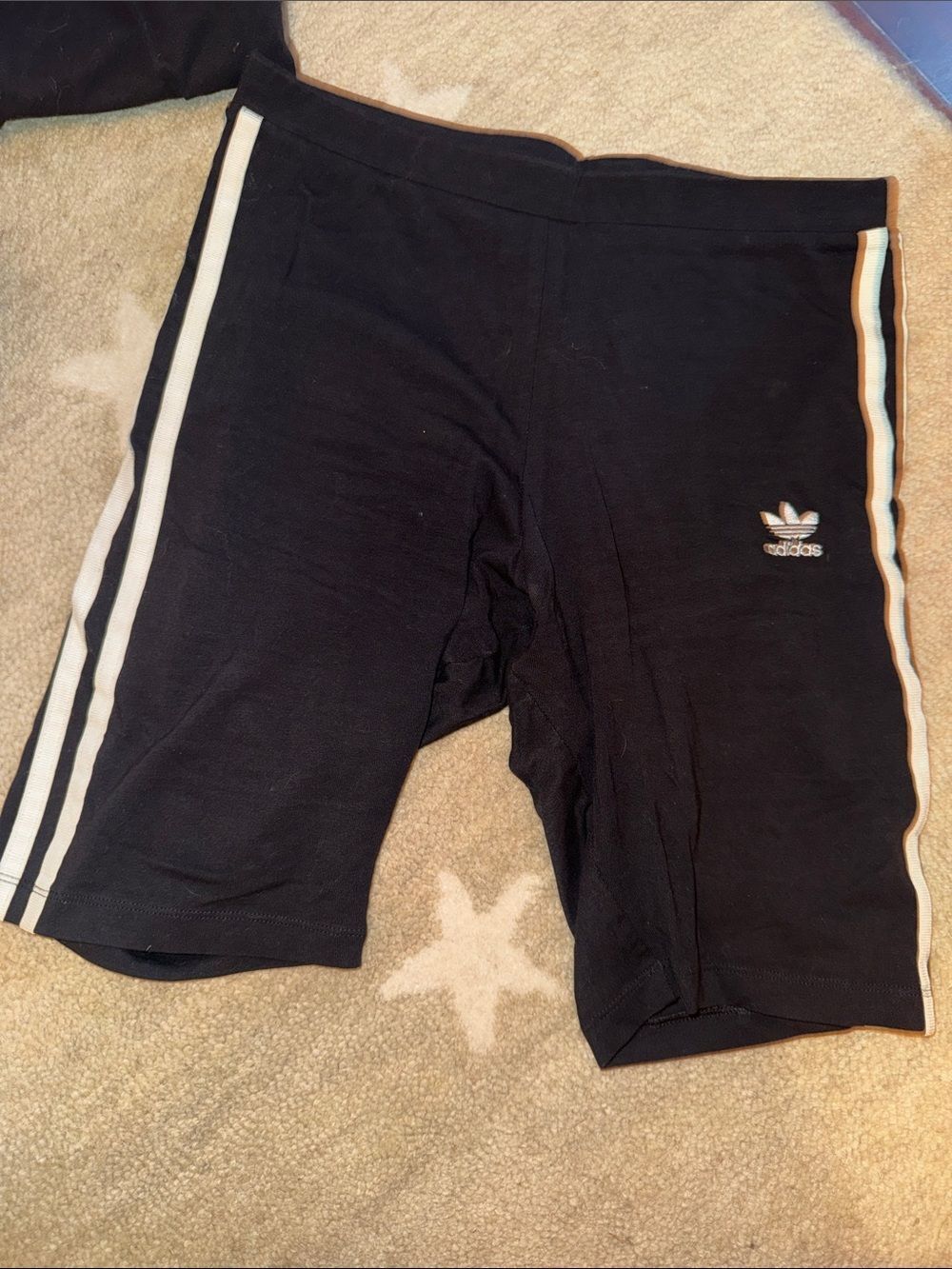 adidas Black Cycling Shorts with White Side Stripes Size Small WORN ONCE